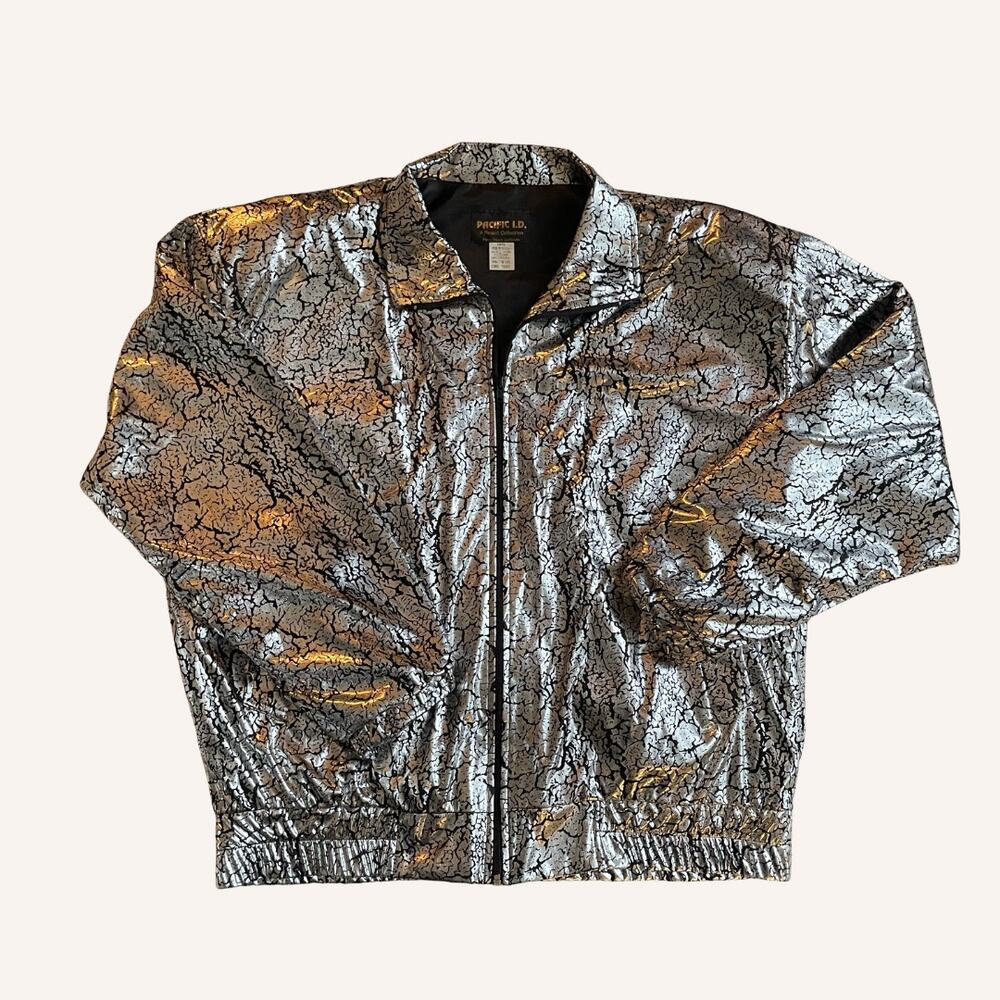 Vintage PACIFIC I.D. silver black crackle jacket
